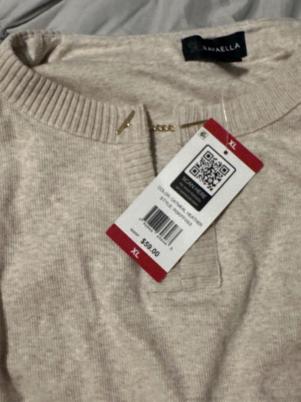 V-neck top Oatmeal Heather color